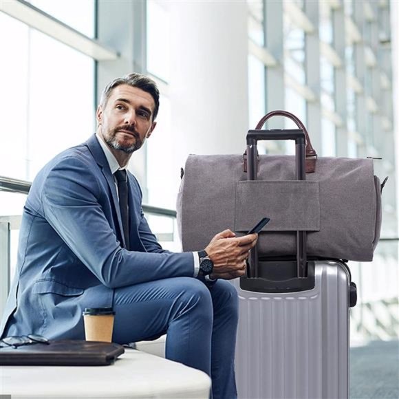 Carry On Garment Bag - Travel Business - Canvas Duffel Bag with Shoe Compartment - Picture 7 of 7